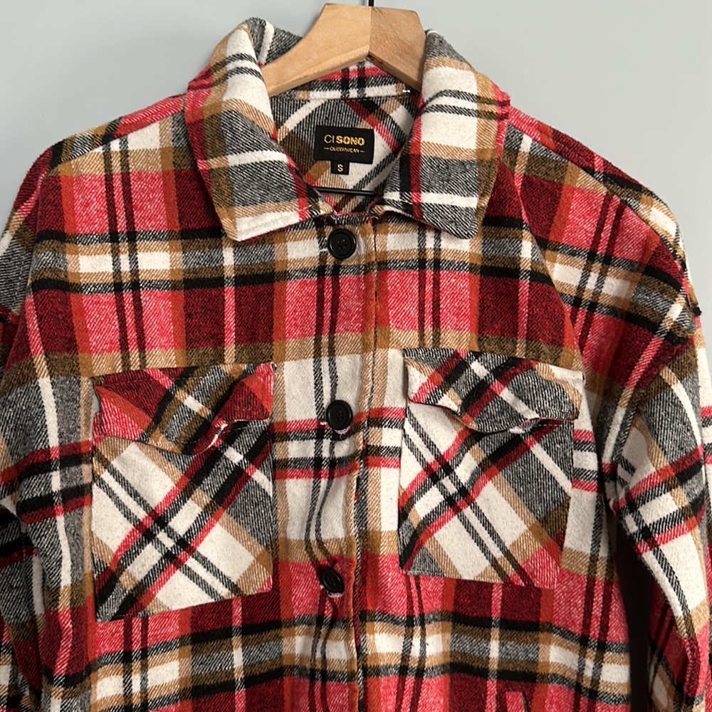 CI SONO Plain Red Black and Tan Women’s Shirt Size S - Picture 2 of 8